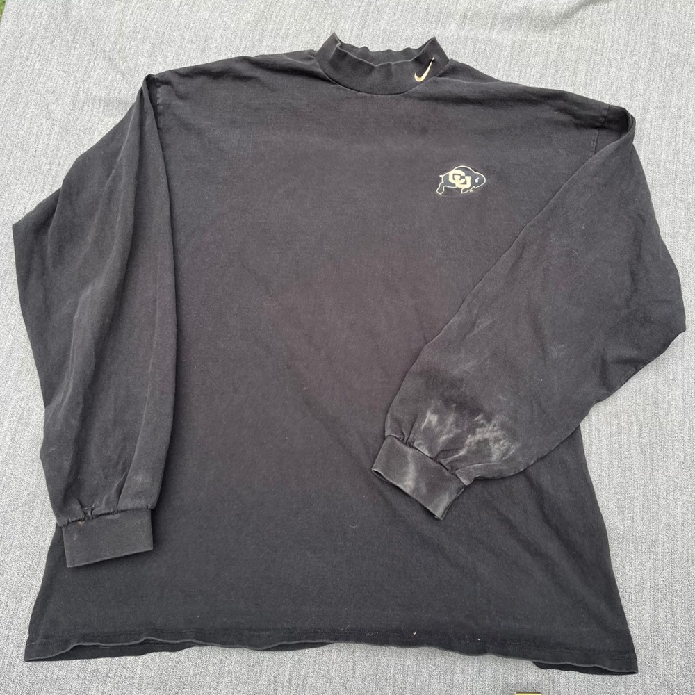 Vintage Nike Colorado Buffaloes Mock Neck Shirt XXL Black Made in USA CU Buffs